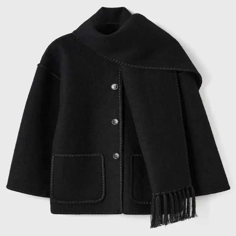 Midnight Stitch Wool Coat with Scarf Jasmine's Boutique Australia