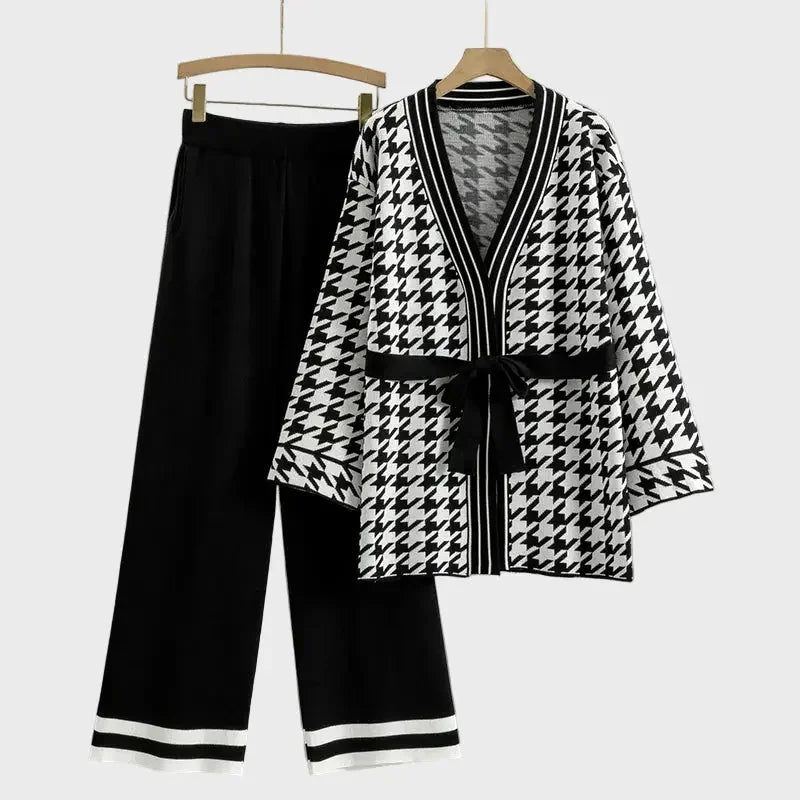 Houndstooth Knit Belted Set Jasmine's Boutique Australia