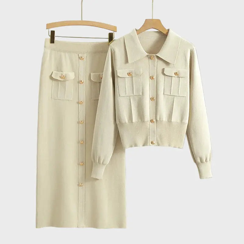 Buttoned Pocket Knit Skirt Set Jasmine's Boutique Australia