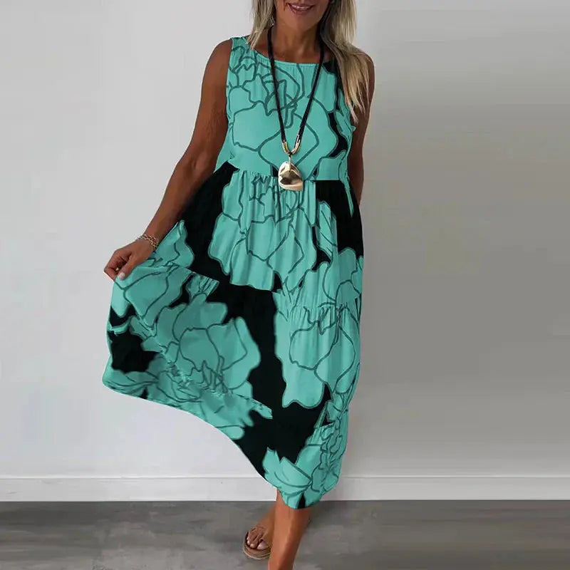 Flowing Abstract Bloom Maxi Dress Jasmine's Boutique Australia