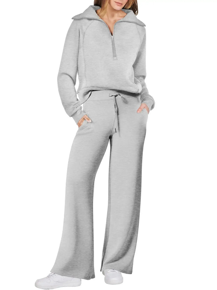 Mocha Luxe Wide-Leg Lounge Set Jasmine's Boutique Australia