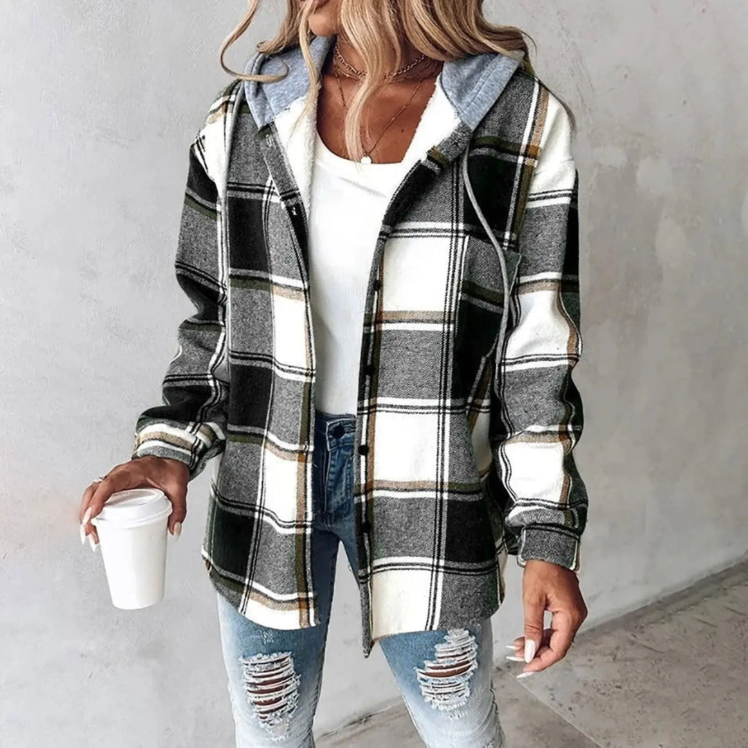 Cozy Red Plaid Hooded Shirt Jacket Jasmine's Boutique Australia