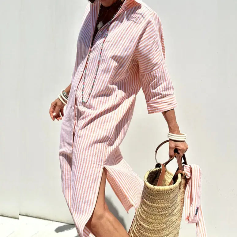 Coastal Breeze Striped Shirt Dress Jasmine's Boutique Australia