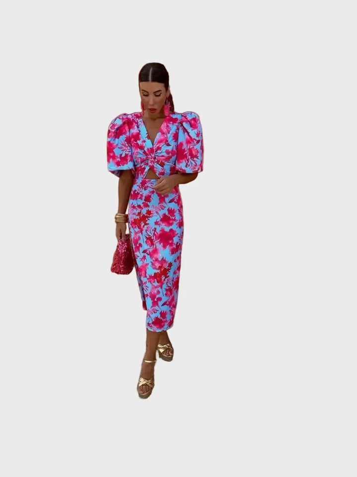 Vibrant Puff Sleeve Dress Jasmine's Boutique Australia
