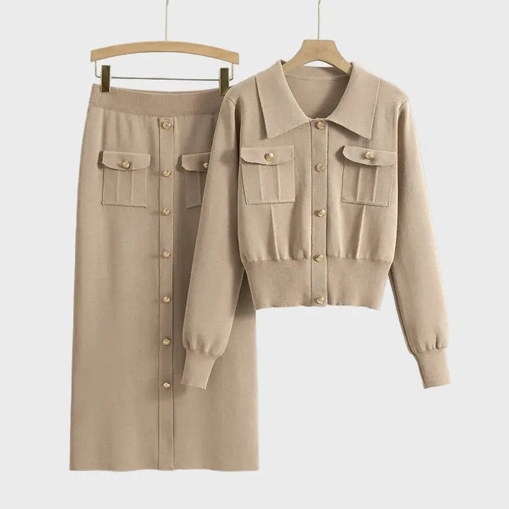 Buttoned Pocket Knit Skirt Set Jasmine's Boutique Australia