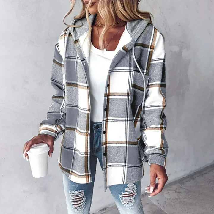 Cozy Red Plaid Hooded Shirt Jacket Jasmine's Boutique Australia