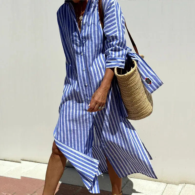 Coastal Breeze Striped Shirt Dress Jasmine's Boutique Australia