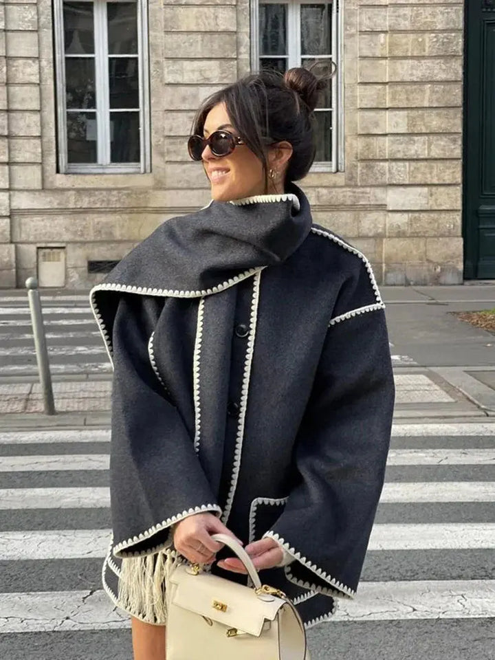 Midnight Stitch Wool Coat with Scarf Jasmine's Boutique Australia