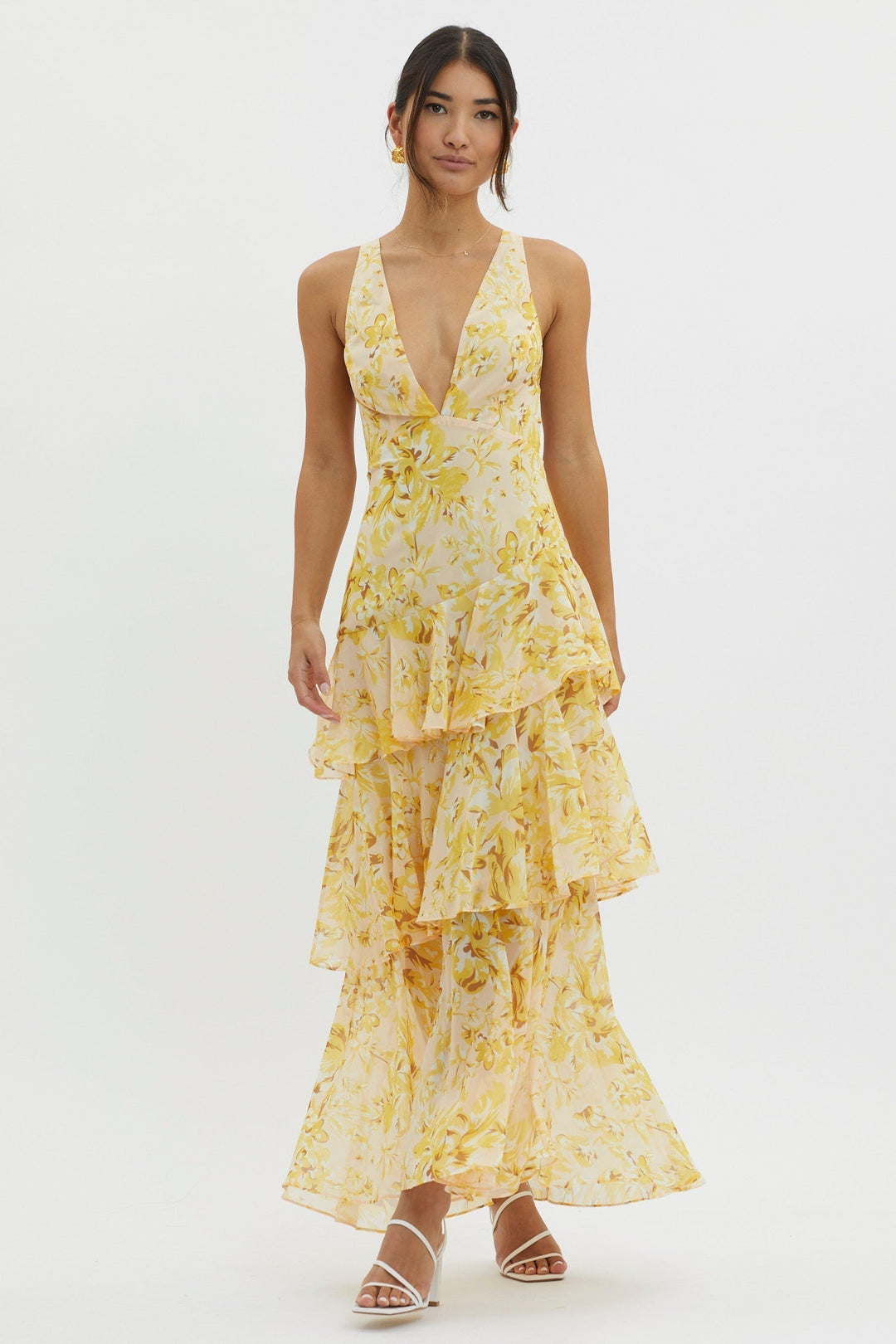 Crimson Bloom Tiered Maxi Dress Jasmine's Boutique Australia