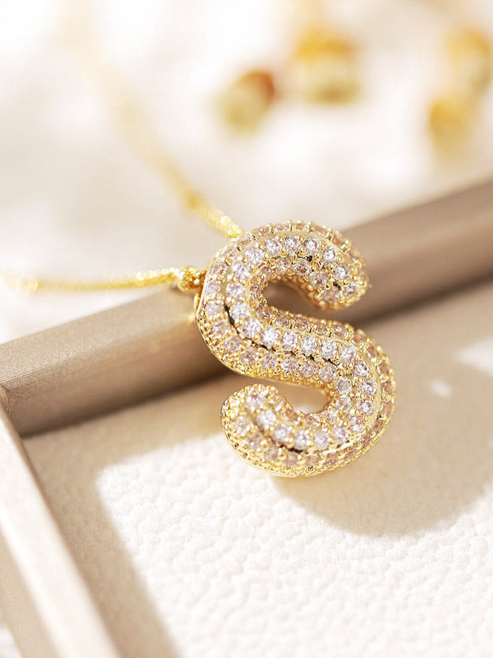 Pavé Bubble Letter Monogram Necklace Jasmine's Boutique Australia