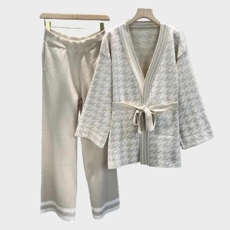 Houndstooth Knit Belted Set Jasmine's Boutique Australia