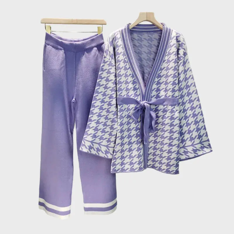 Houndstooth Knit Belted Set Jasmine's Boutique Australia