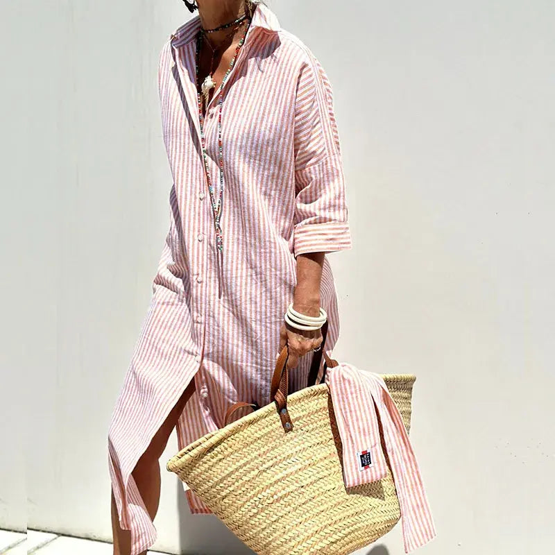 Coastal Breeze Striped Shirt Dress Jasmine's Boutique Australia