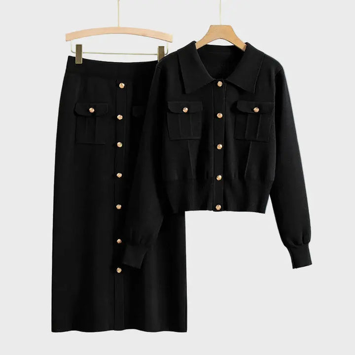 Buttoned Pocket Knit Skirt Set Jasmine's Boutique Australia