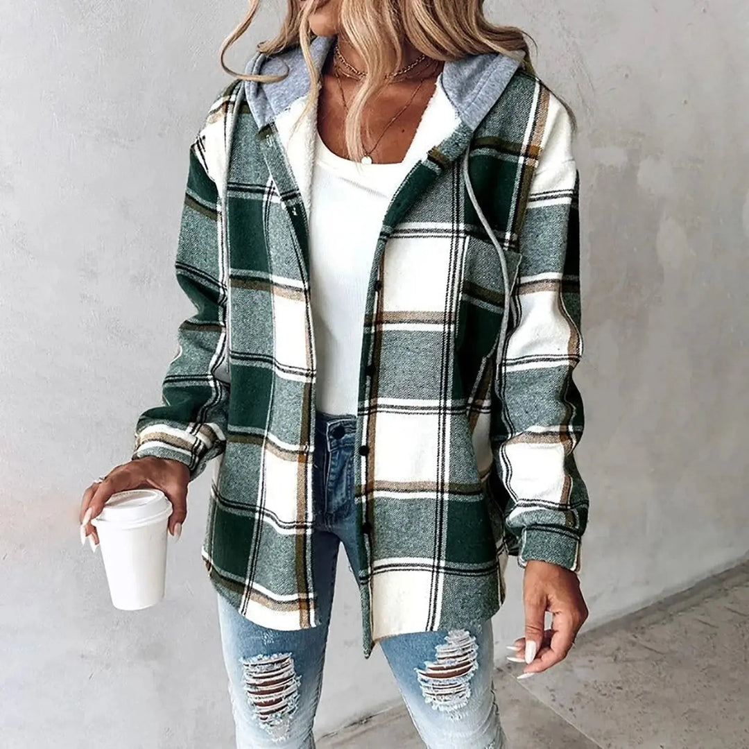Cozy Red Plaid Hooded Shirt Jacket Jasmine's Boutique Australia