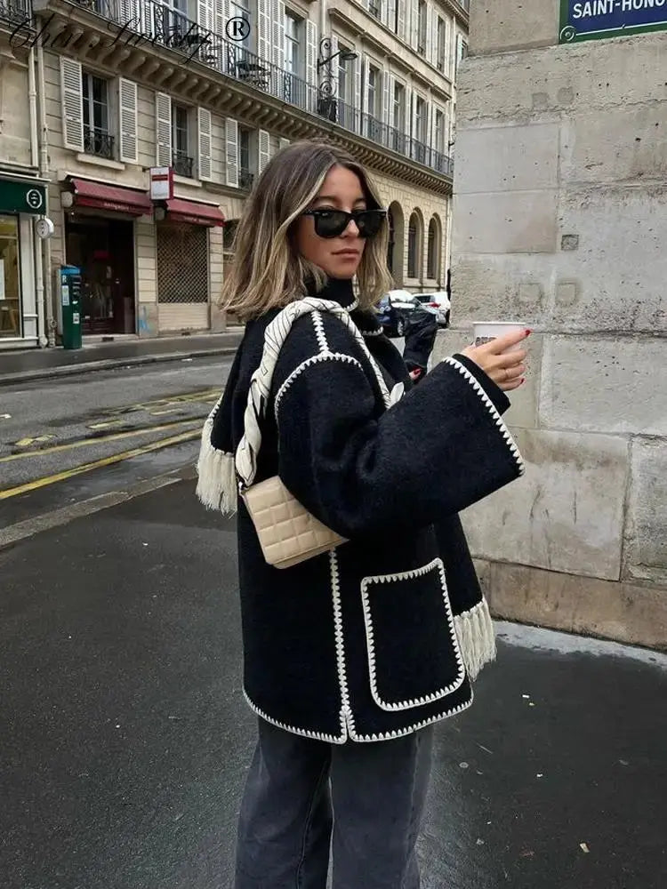 Midnight Stitch Wool Coat with Scarf Jasmine's Boutique Australia