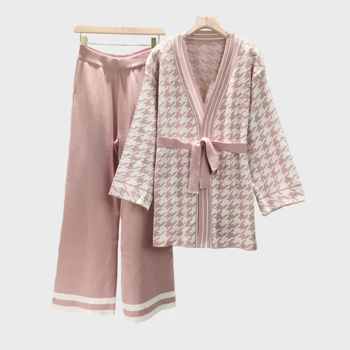 Houndstooth Knit Belted Set Jasmine's Boutique Australia