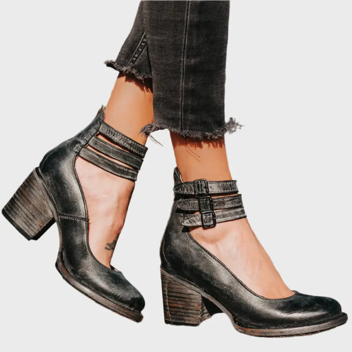 Rustic Charm Double-Strap Block Heels Jasmine's Boutique Australia