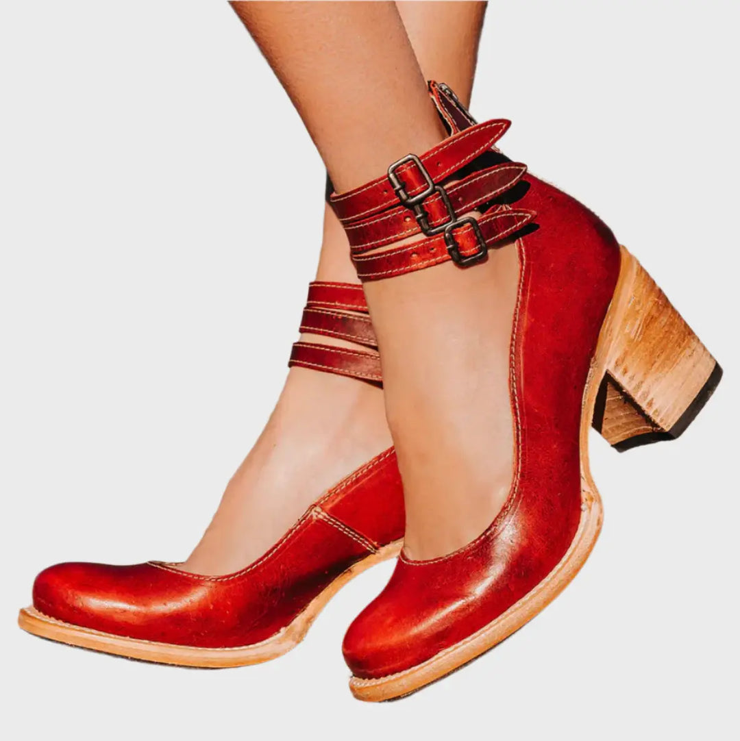 Rustic Charm Double-Strap Block Heels Jasmine's Boutique Australia
