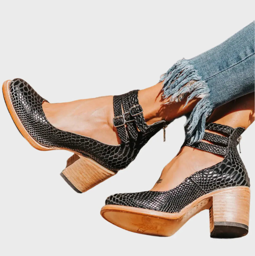 Rustic Charm Double-Strap Block Heels Jasmine's Boutique Australia