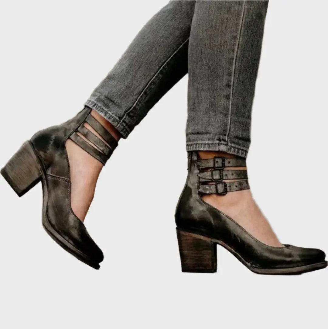 Rustic Charm Double-Strap Block Heels Jasmine's Boutique Australia