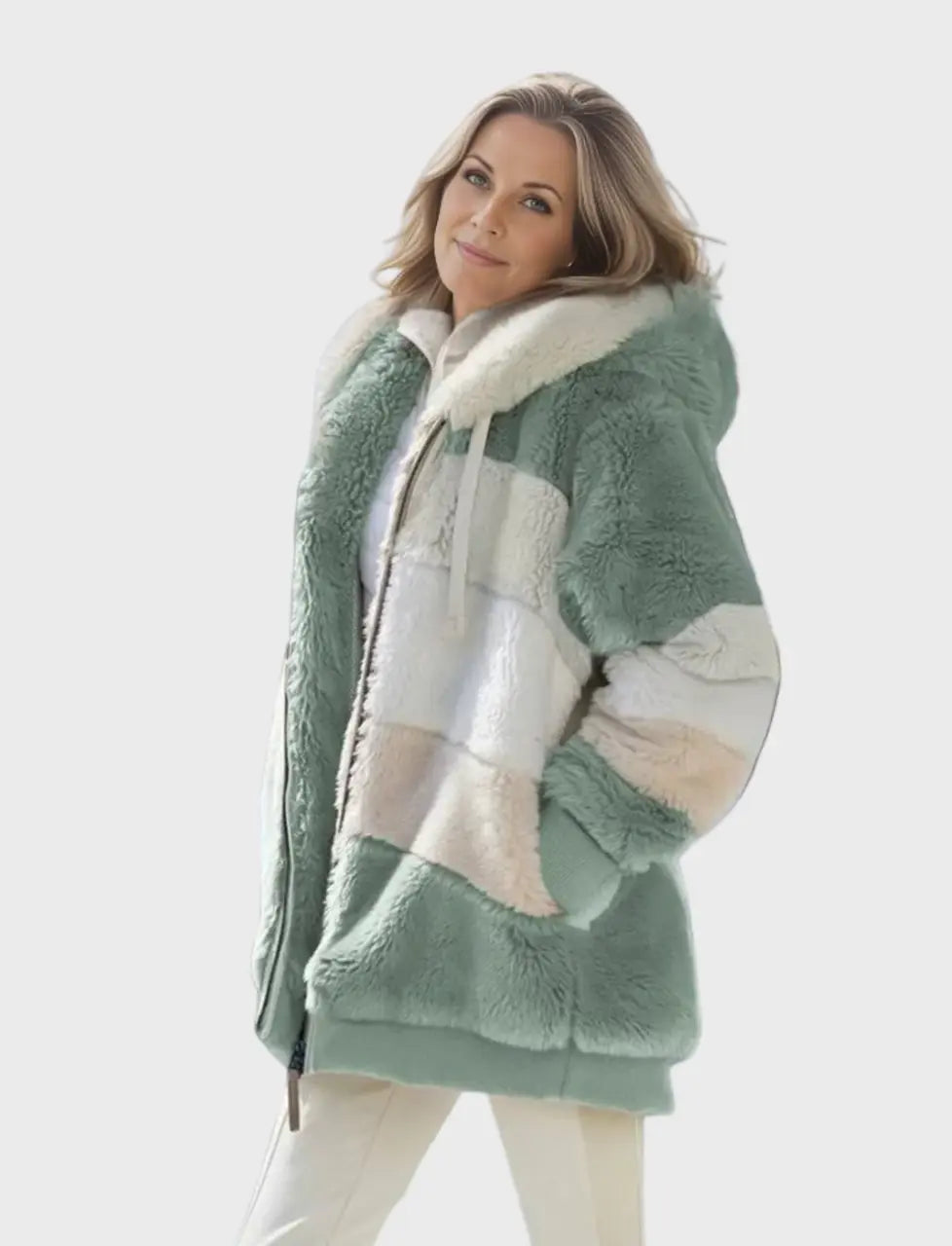 Luxe Colorblock Faux Fur Hoodie Coat Jasmine's Boutique Australia