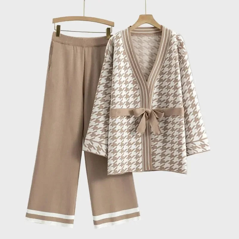 Houndstooth Knit Belted Set Jasmine's Boutique Australia