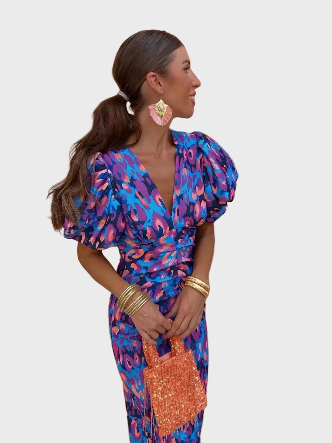 Vibrant Puff Sleeve Dress Jasmine's Boutique Australia