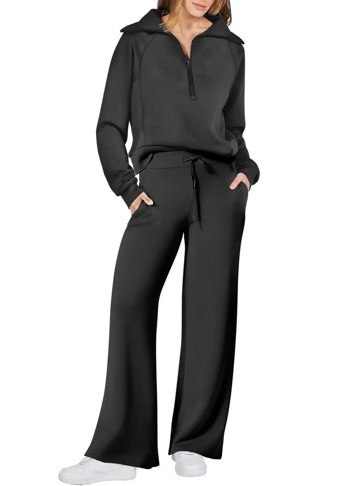 Mocha Luxe Wide-Leg Lounge Set Jasmine's Boutique Australia