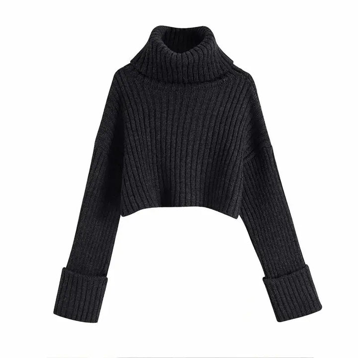 Midnight Ribbed Cropped Turtleneck Sweater Jasmine's Boutique Australia