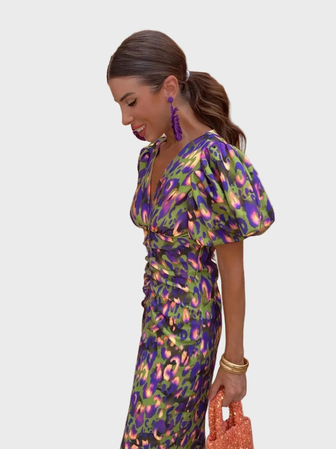 Vibrant Puff Sleeve Dress Jasmine's Boutique Australia