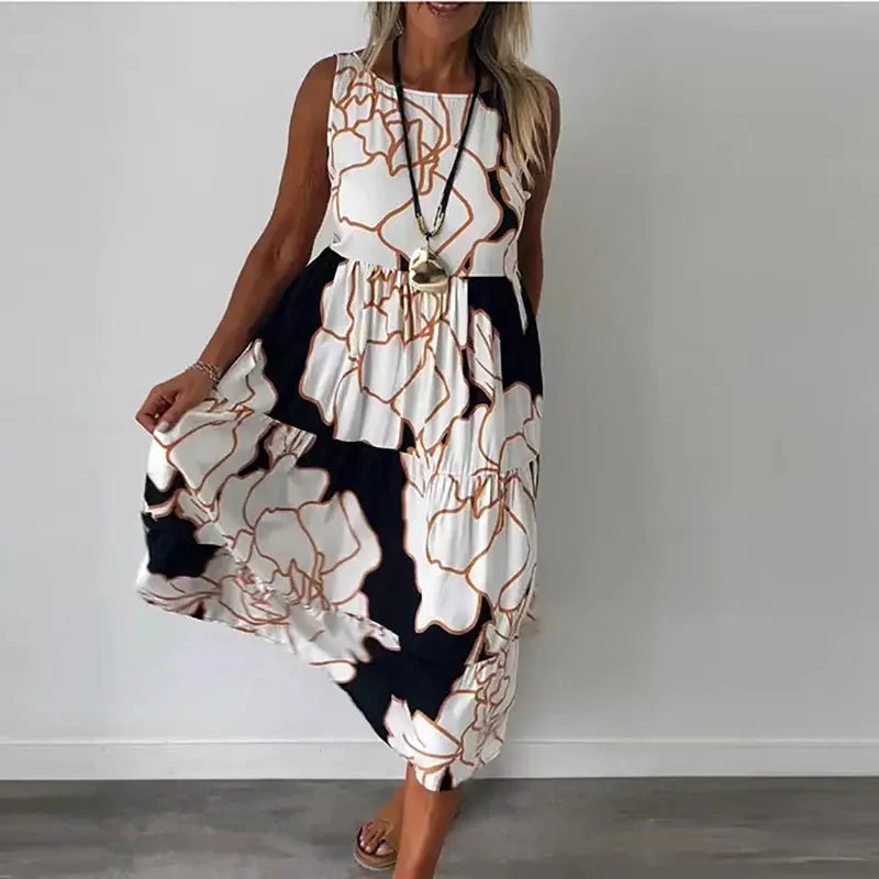 Flowing Abstract Bloom Maxi Dress Jasmine's Boutique Australia