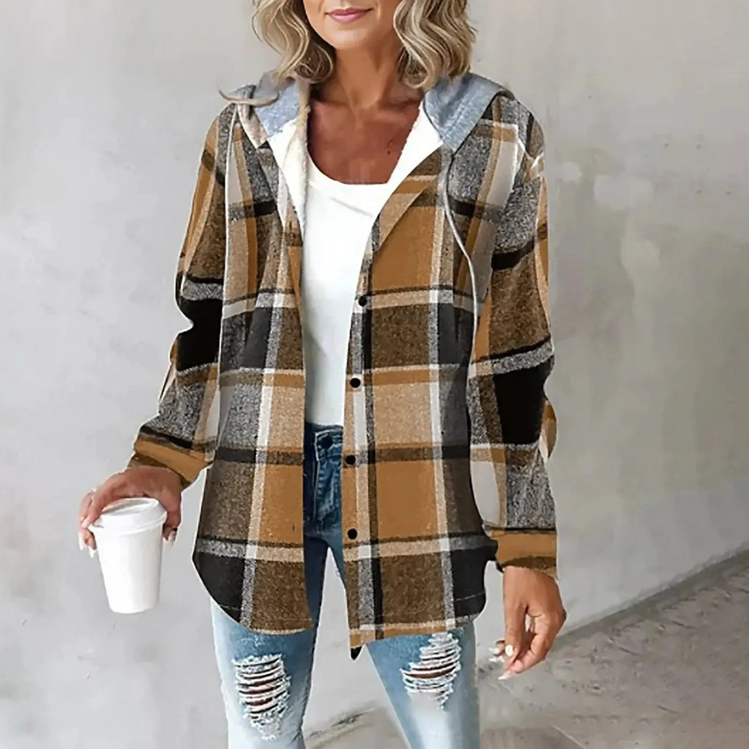 Cozy Red Plaid Hooded Shirt Jacket Jasmine's Boutique Australia