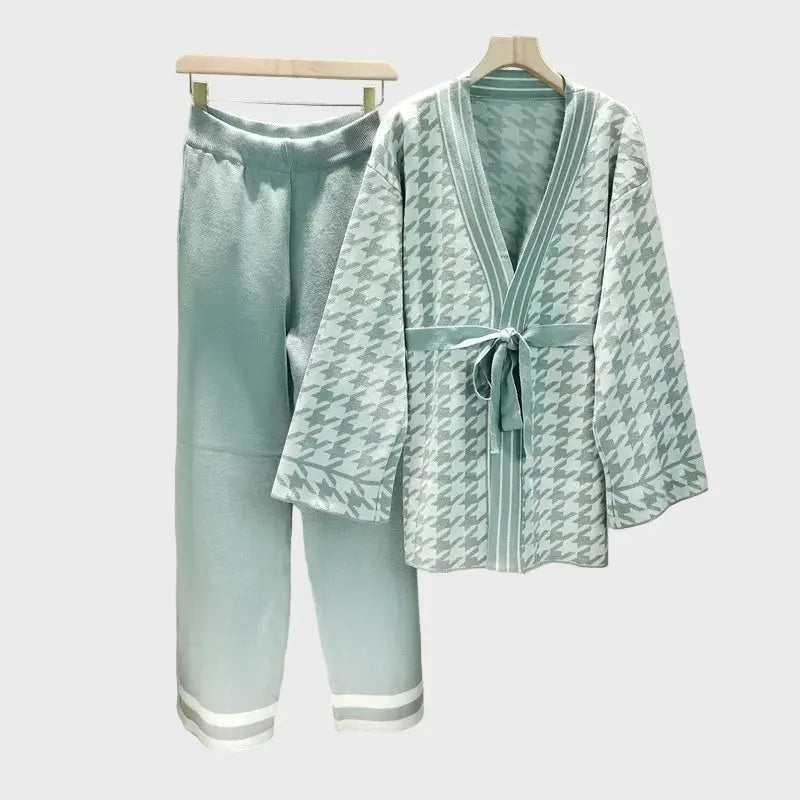 Houndstooth Knit Belted Set Jasmine's Boutique Australia
