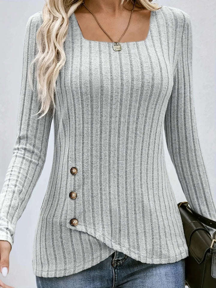 Asymmetric Button Ribbed Knit Top Jasmine's Boutique Australia