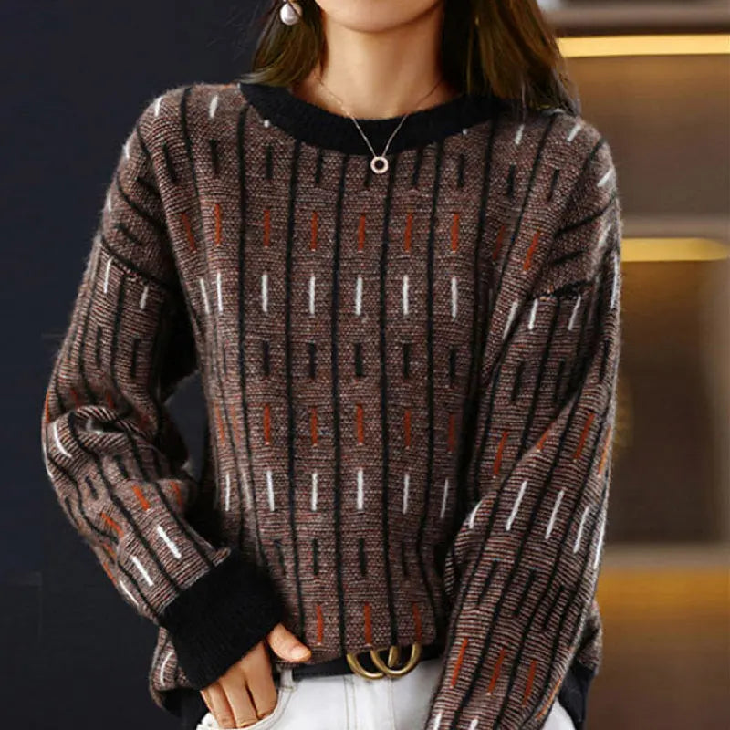 Retro Charm Color-Stripe Knit Sweater Jasmine's Boutique Australia