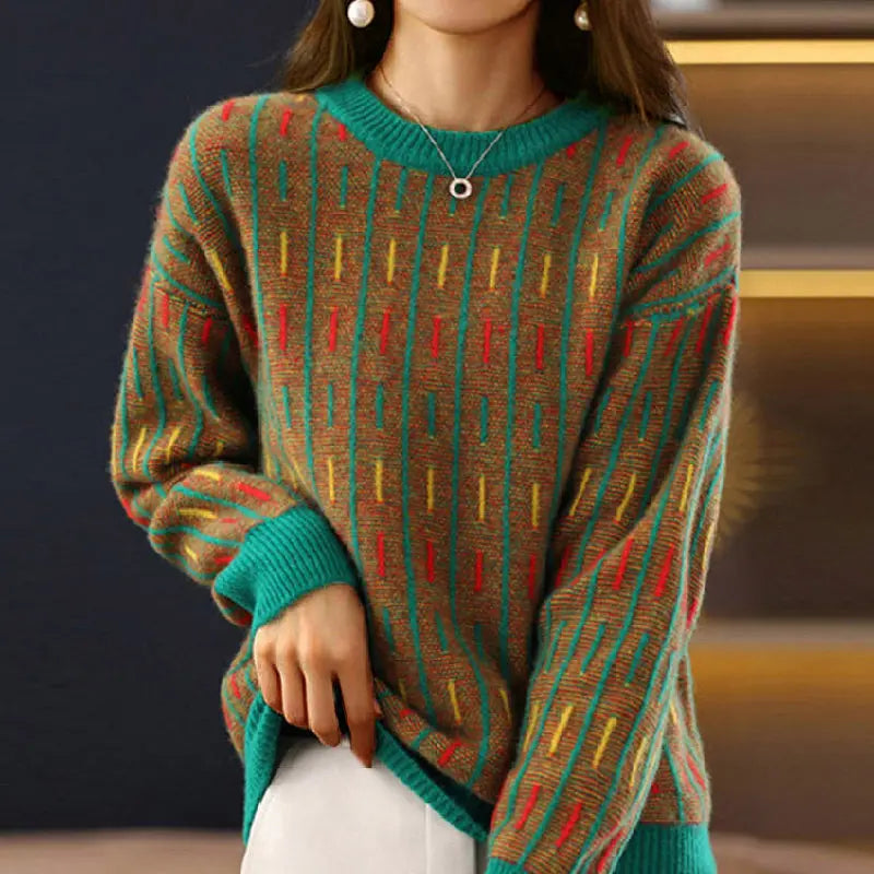 Retro Charm Color-Stripe Knit Sweater Jasmine's Boutique Australia