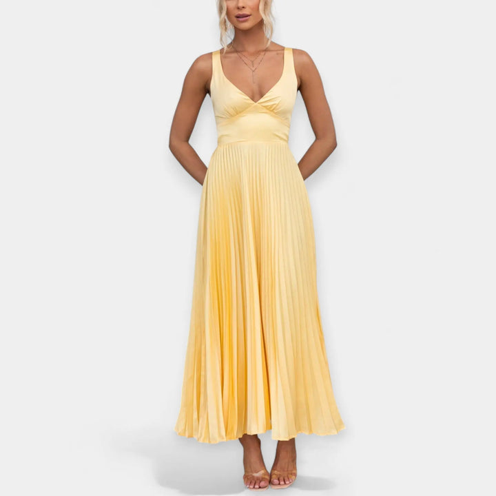 Yellow Pleated Maxi Dress Jasmine's Boutique Australia