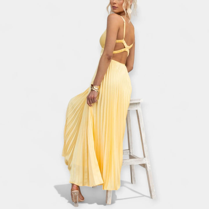 Yellow Pleated Maxi Dress Jasmine's Boutique Australia