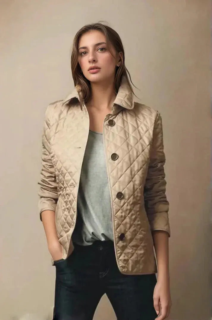 Quilted Beige Button-Up Jacket Jasmine's Boutique Australia