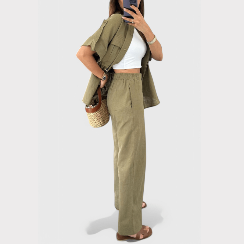 Lani | Relaxed Two-Piece Shirt and Trousers Set Liora Lane Boutique