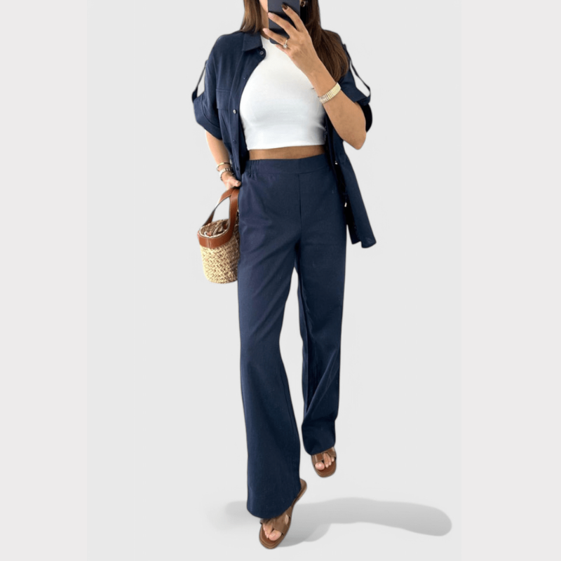 Lani | Relaxed Two-Piece Shirt and Trousers Set Liora Lane Boutique