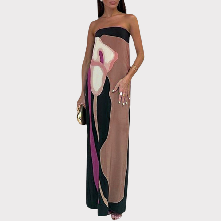 Laura | Strapless Printed Maxi Dress Liora Lane Boutique