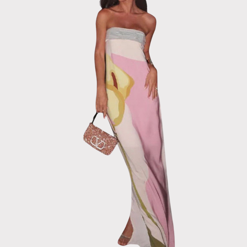 Laura | Strapless Printed Maxi Dress Liora Lane Boutique