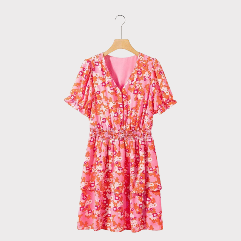 Kimberly | V-Neck Floral Ruffle Dress Liora Lane Boutique