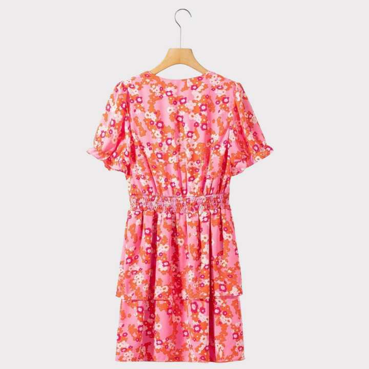 Kimberly | V-Neck Floral Ruffle Dress Liora Lane Boutique