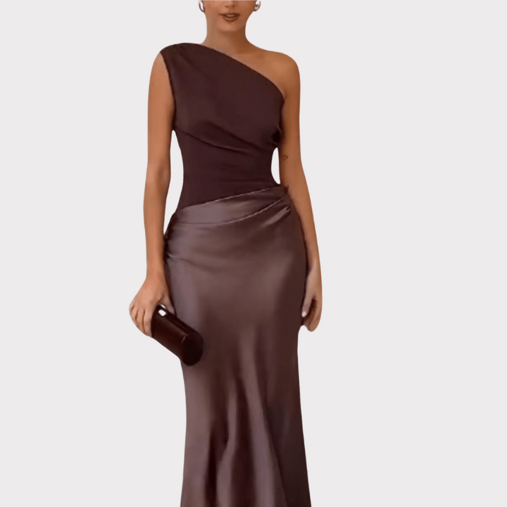 Alina | One-Shoulder Pleated Maxi Dress Liora Lane Boutique