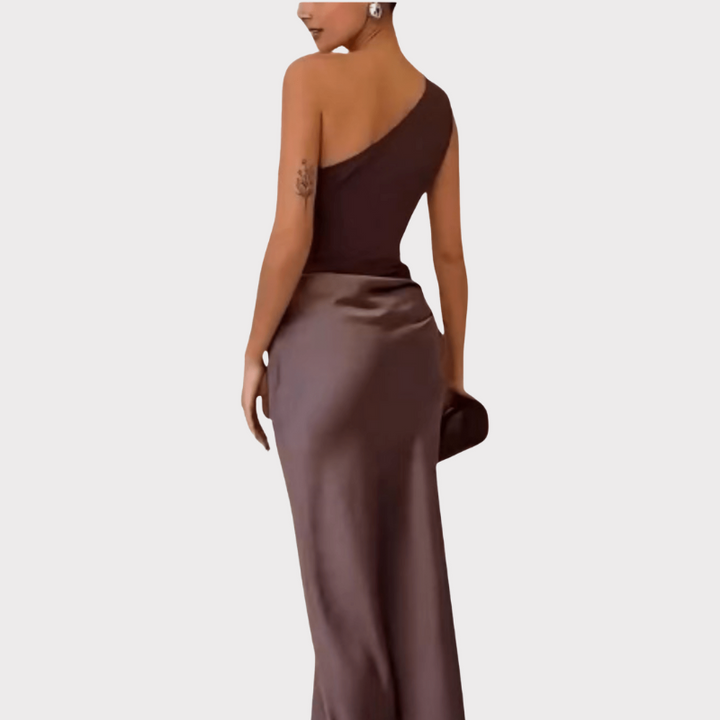 Alina | One-Shoulder Pleated Maxi Dress Liora Lane Boutique