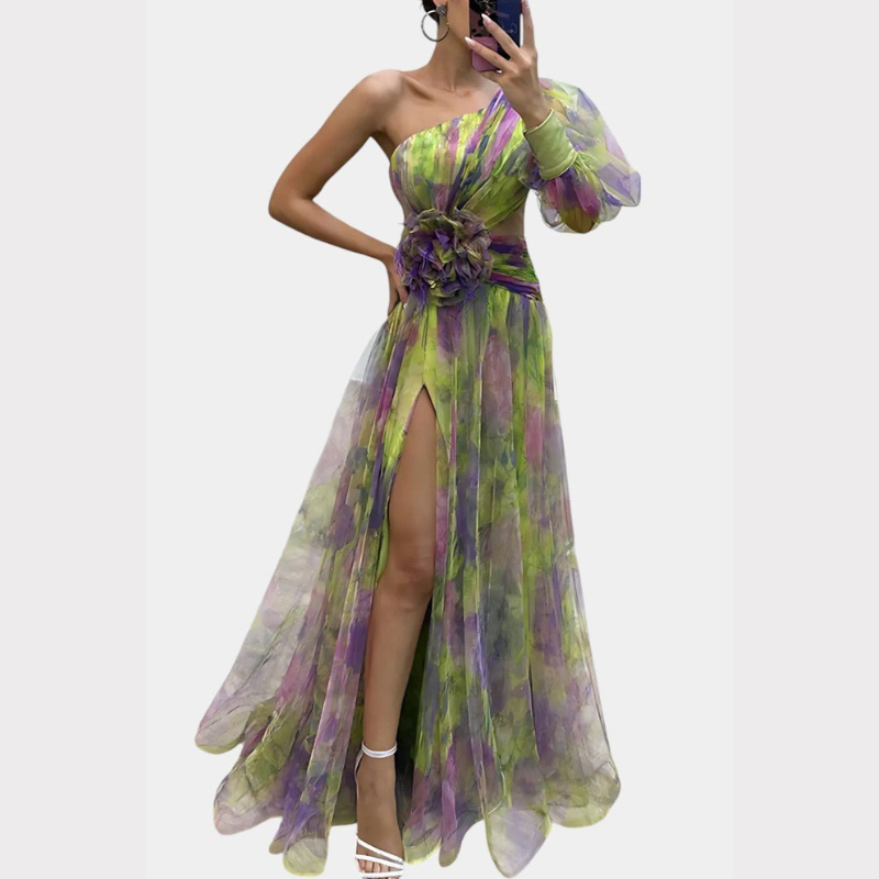 Amelie | One-Shoulder Asymmetric Maxi Dress Liora Lane Boutique