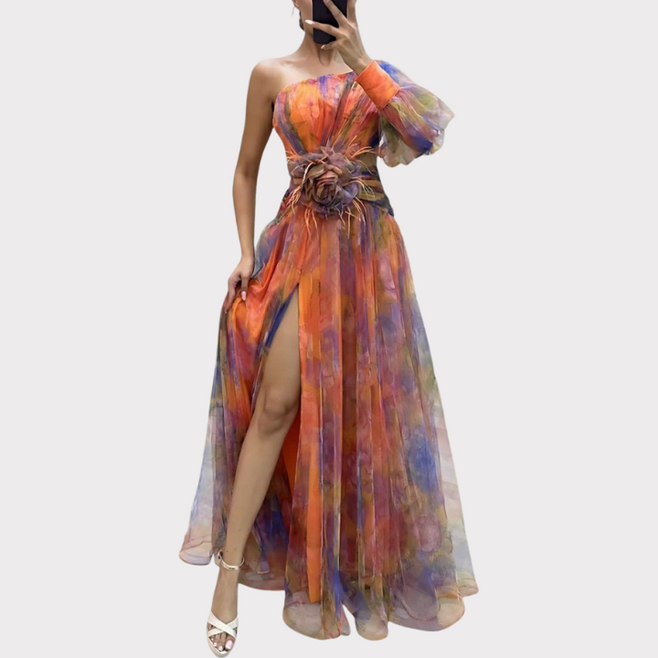 Amelie | One-Shoulder Asymmetric Maxi Dress Liora Lane Boutique